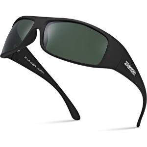 Xagger Sports Polarized Sunglasses for Men Wrap Around TR90 Frame Sun Glasses(Matte Black | Green)