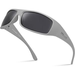 Xagger Sports Polarized Sunglasses for Men Wrap Around TR90 Frame Sun Glasses(Matte Gray | Smoke)
