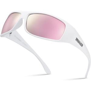 Xagger Sports Polarized Sunglasses for Men Wrap Around TR90 Frame Sun Glasses(Matte White | Rose Gold Mirror)