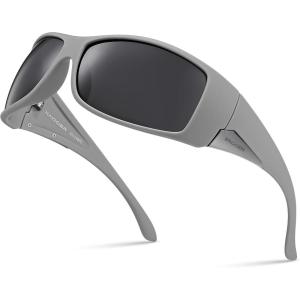 Xagger Wrap Around Oversized Sport Polarized Sunglasses for Men TR90 Frame Driving Fishing Sun Glasses(Matte Gray | Smoke)
