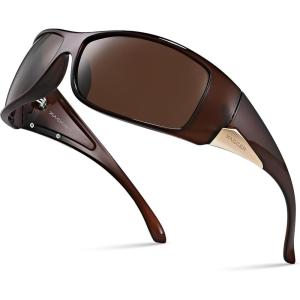 Xagger Wrap Around Oversized Sport Polarized Sunglasses for Men TR90 Frame Driving Fishing Sun Glasses(Shiny Brown | Brown)