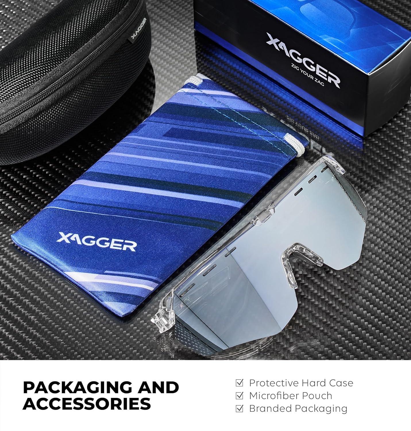 image:imageXagger Sports Sunglasses for Men Women Cycling Baseball Running Sun Glasses UV400 Protection Wrap Around TR90 FrameShiny Transparent Silver Mirror