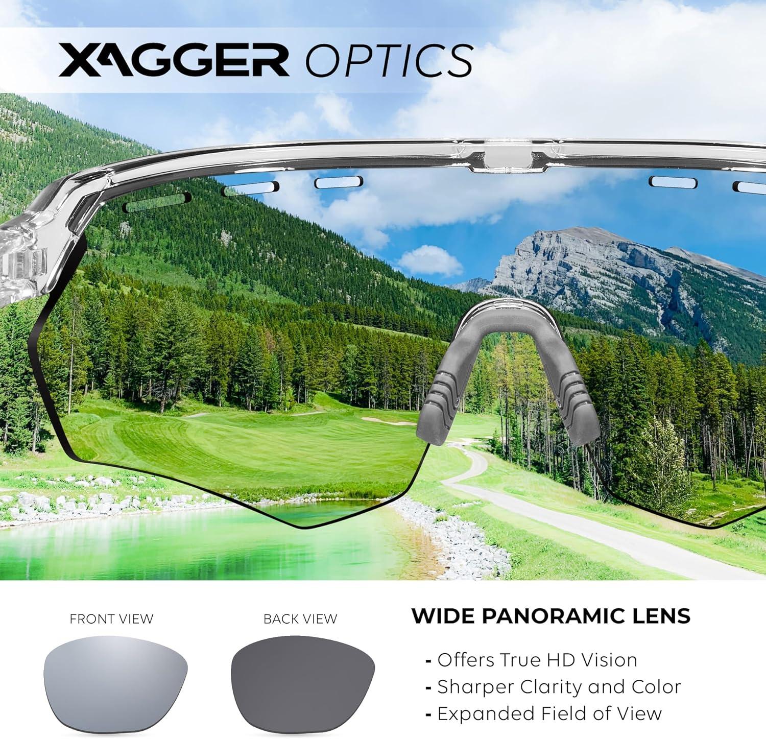 image:imageXagger Sports Sunglasses for Men Women Cycling Baseball Running Sun Glasses UV400 Protection Wrap Around TR90 FrameShiny Transparent Silver Mirror