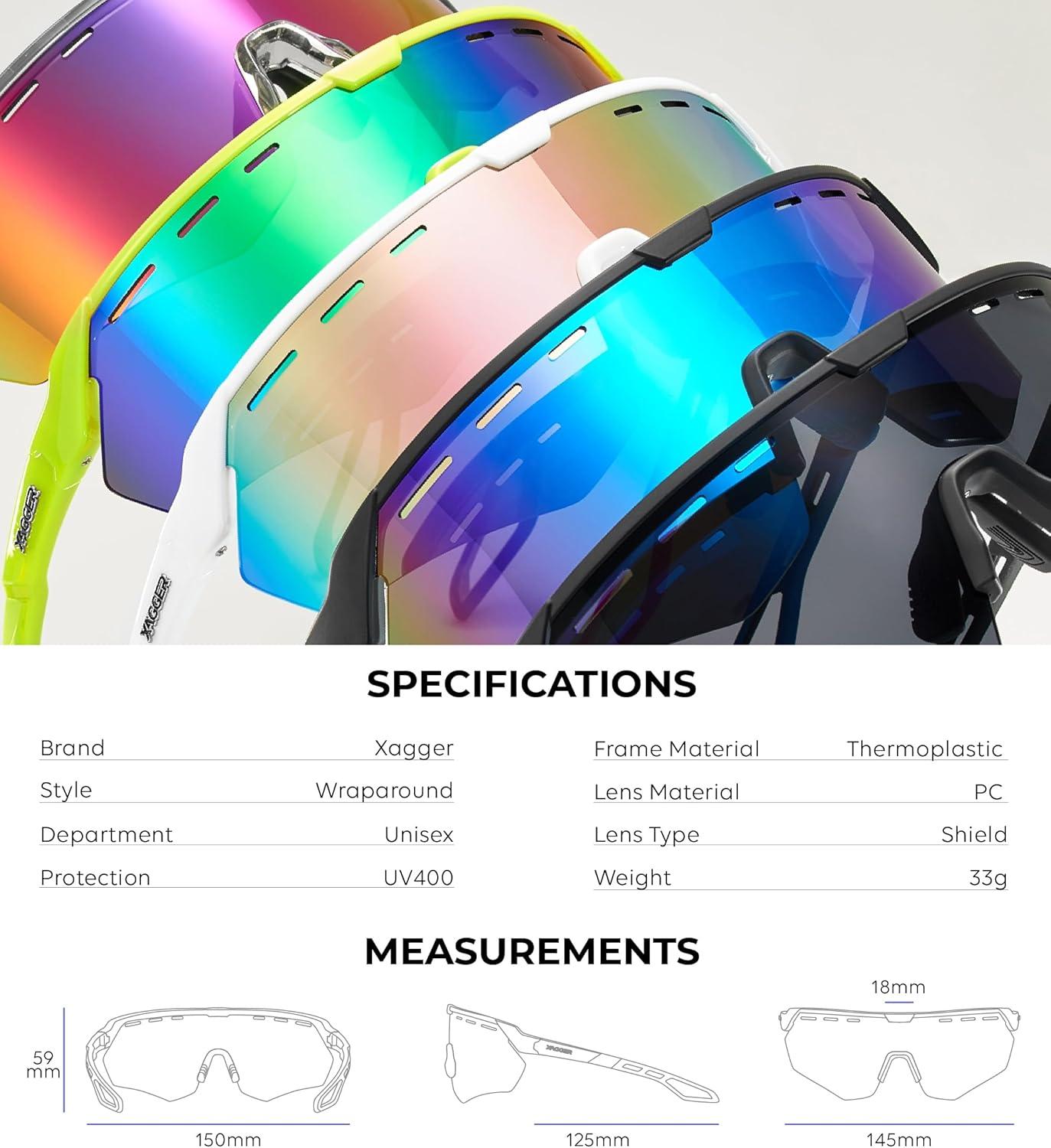 image:imageXagger Sports Sunglasses for Men Women Cycling Baseball Running Sun Glasses UV400 Protection Wrap Around TR90 FrameShiny White Pink Mirror