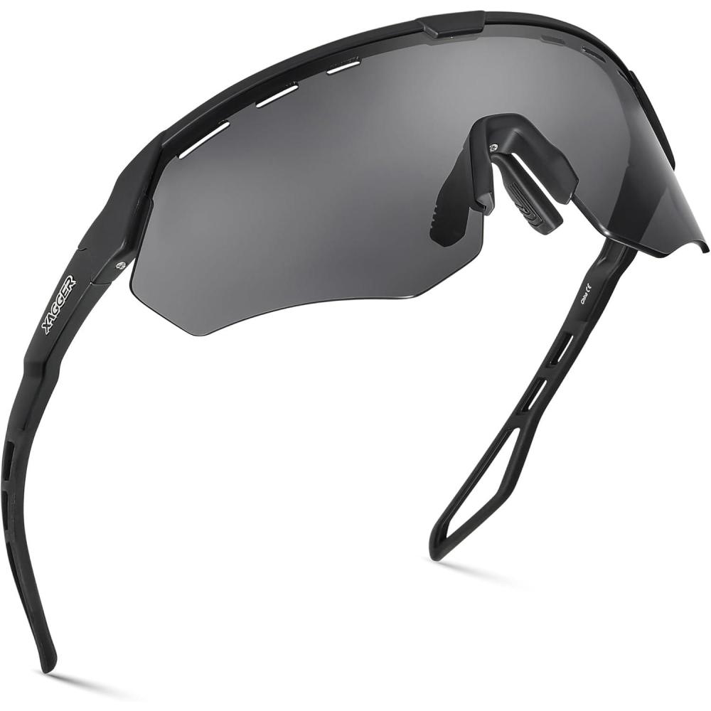 image:imageXagger Sports Sunglasses for Men Women Cycling Baseball Running Sun Glasses UV400 Protection Wrap Around TR90 FrameRubberized Black Smoke