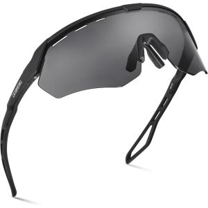 Xagger Sports Sunglasses for Men Women Cycling Baseball Running Sun Glasses UV400 Protection Wrap Around TR90 Frame(Rubberized Black | Smoke)