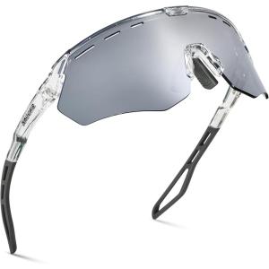 Xagger Sports Sunglasses for Men Women Cycling Baseball Running Sun Glasses UV400 Protection Wrap Around TR90 Frame(Shiny Transparent | Silver Mirror)